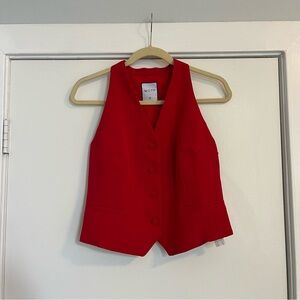 Shein Motf Red Vest Waistcoat Women’s Size Medium button front top v neck